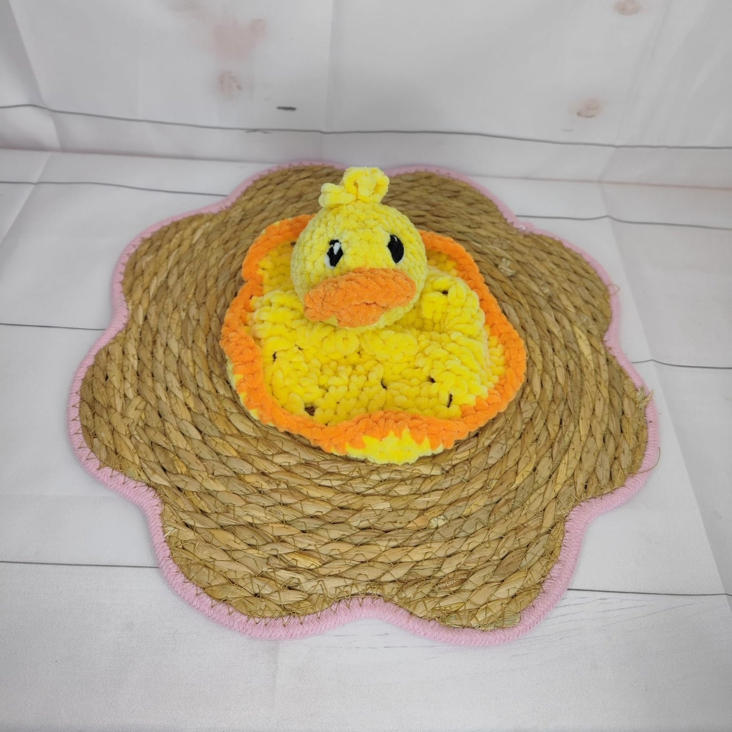 Doudou chiffon canard jaune