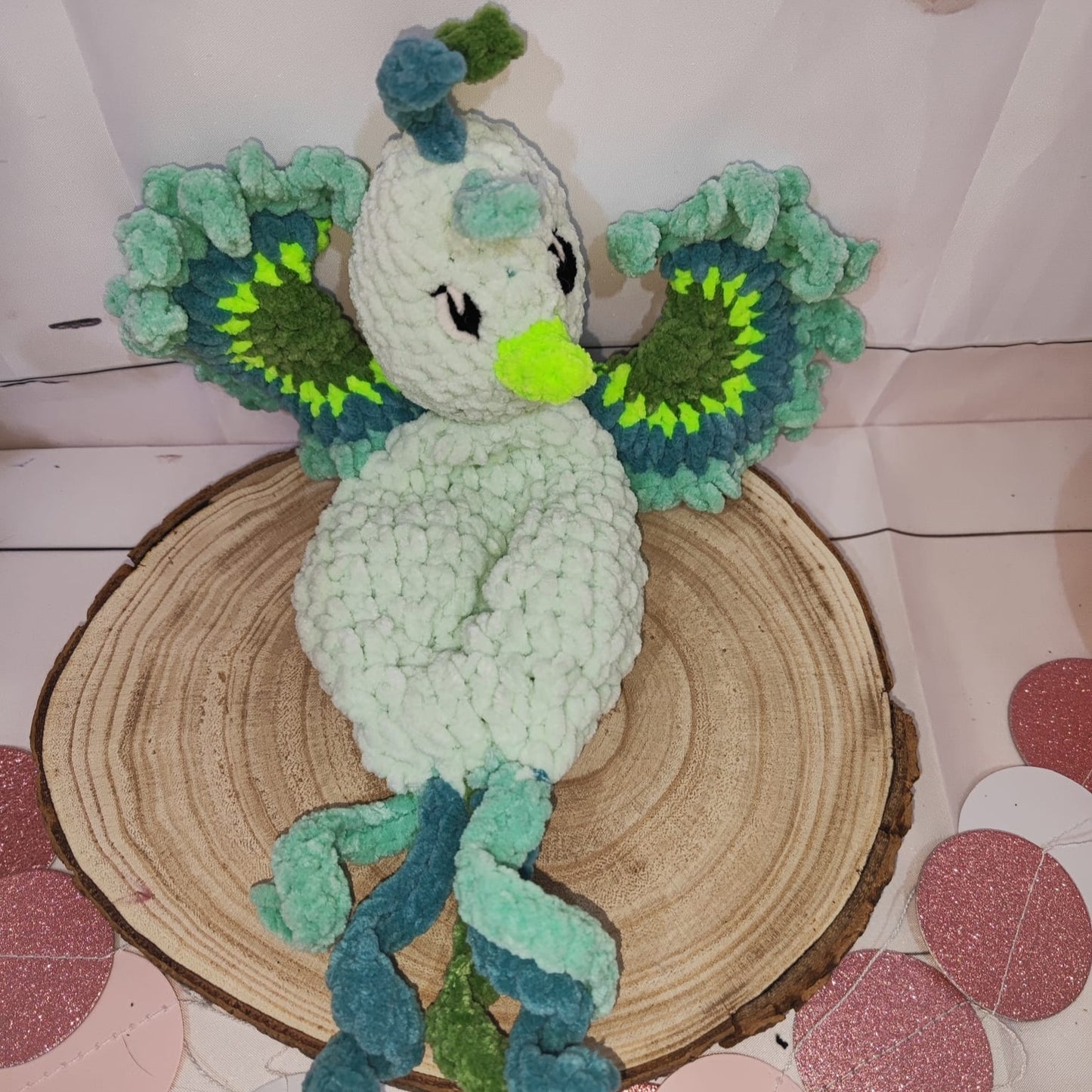 Doudou phénix vert