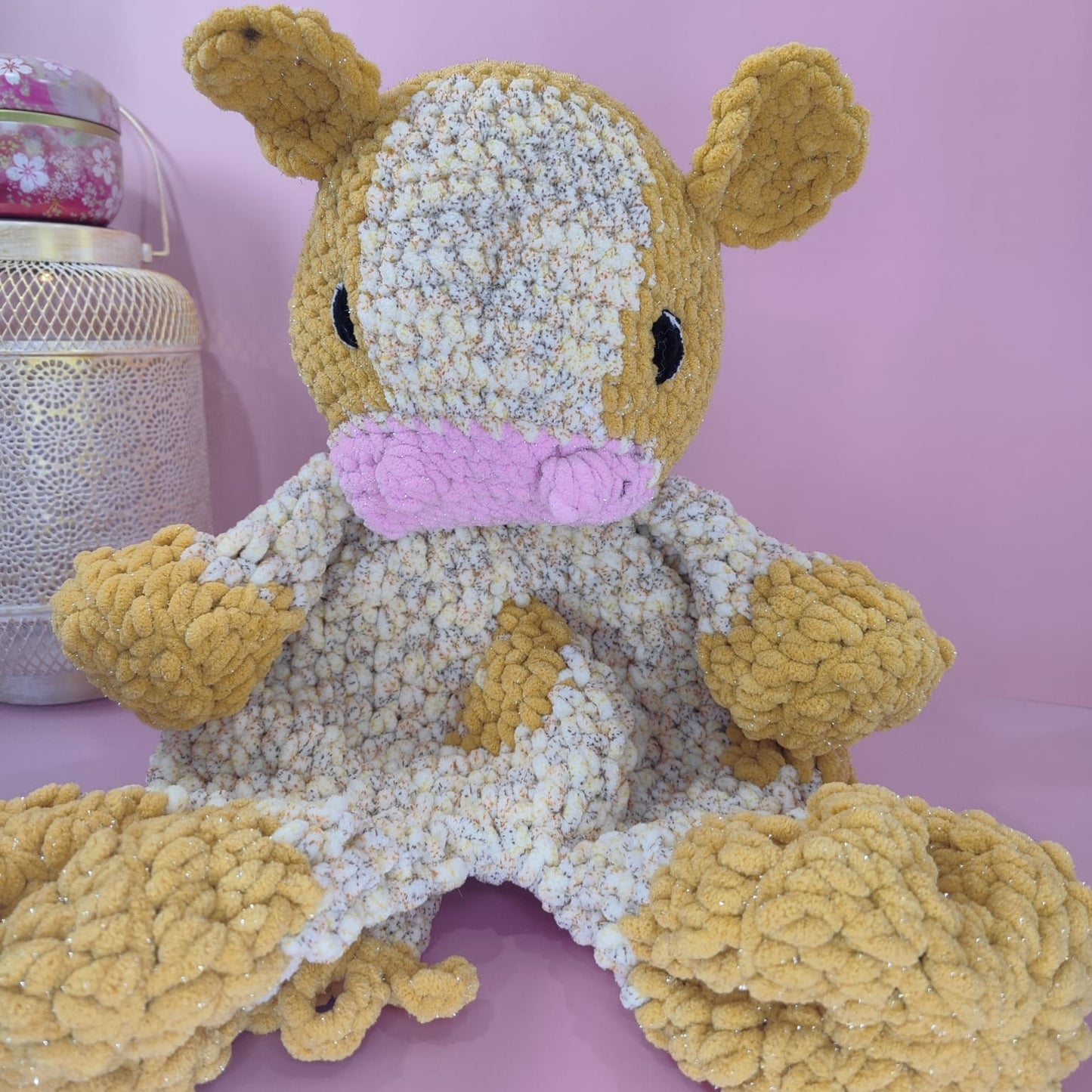 Gros doudou veau blond jaune