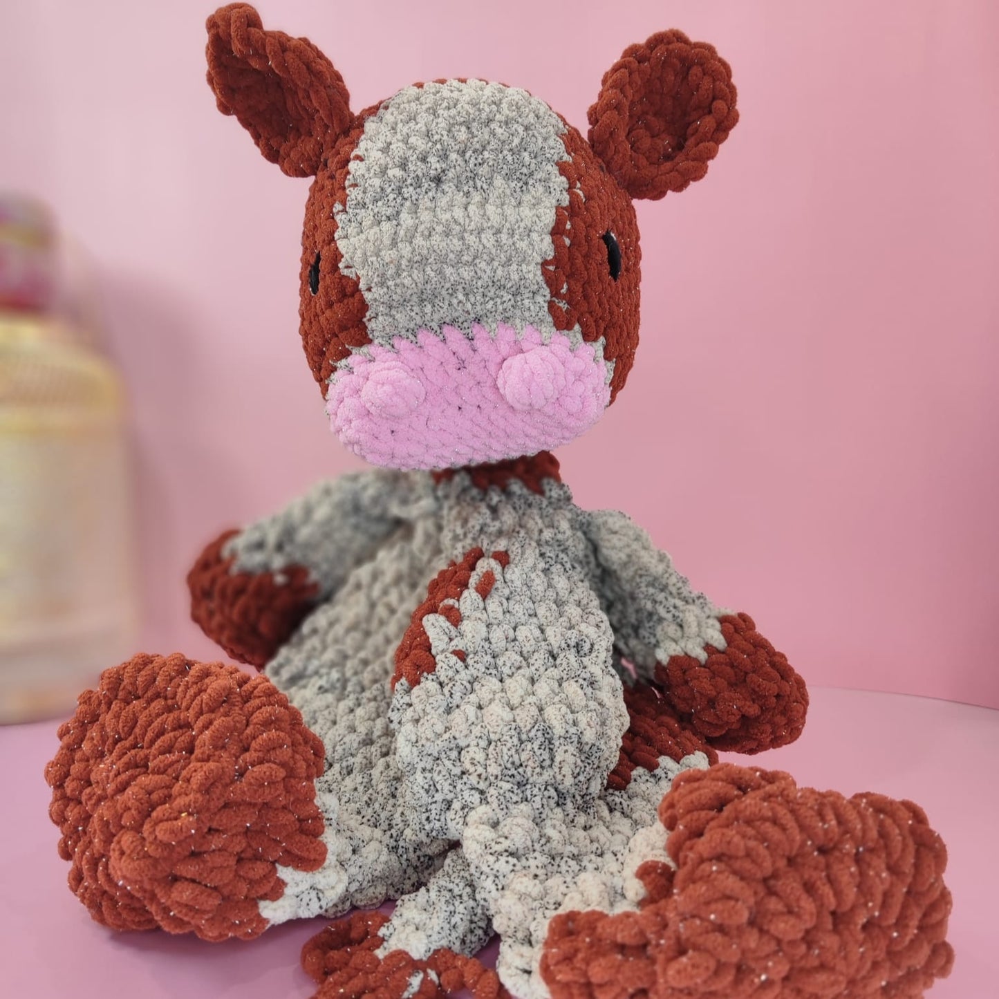 Gros doudou veau brun marron