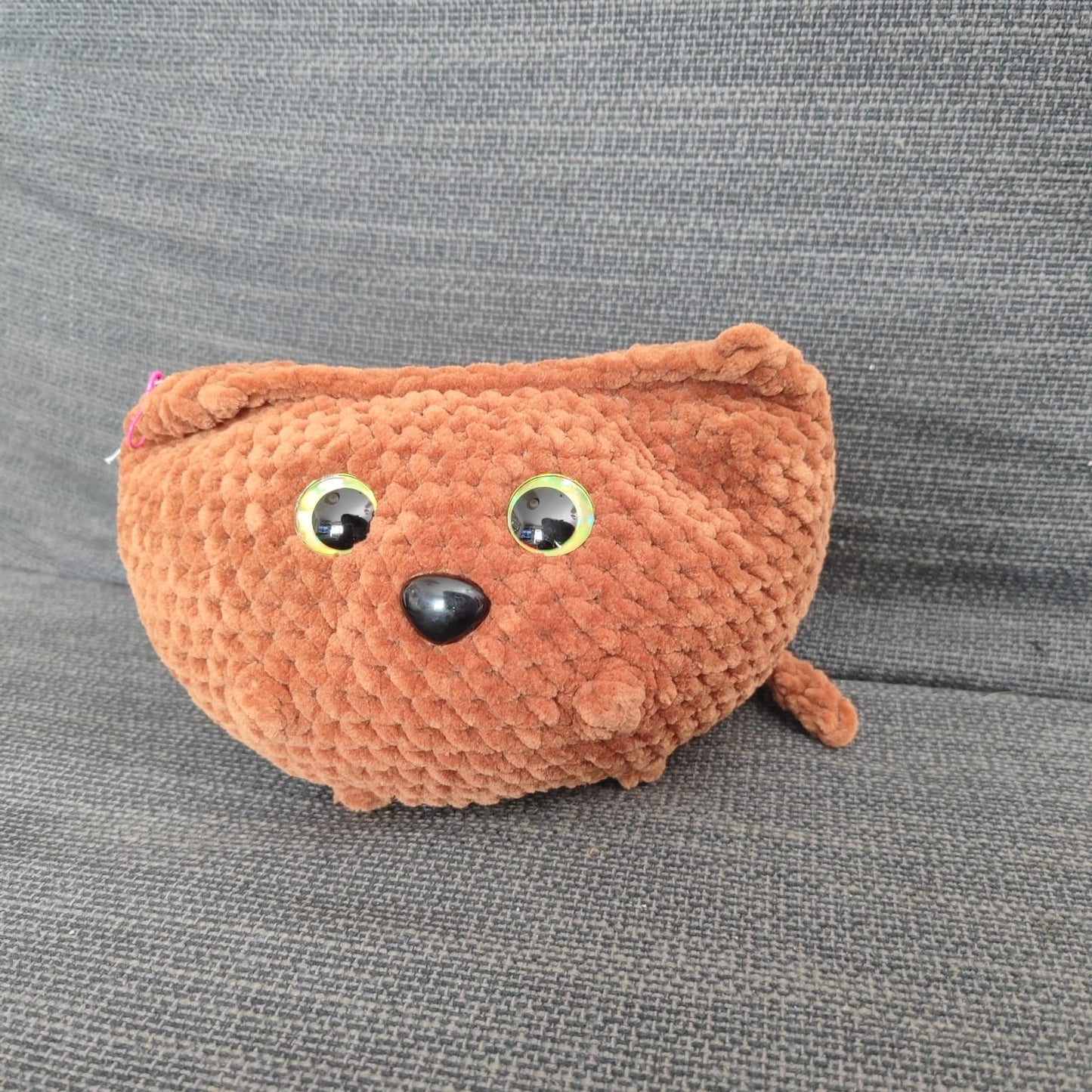 peluche chat boule L marron