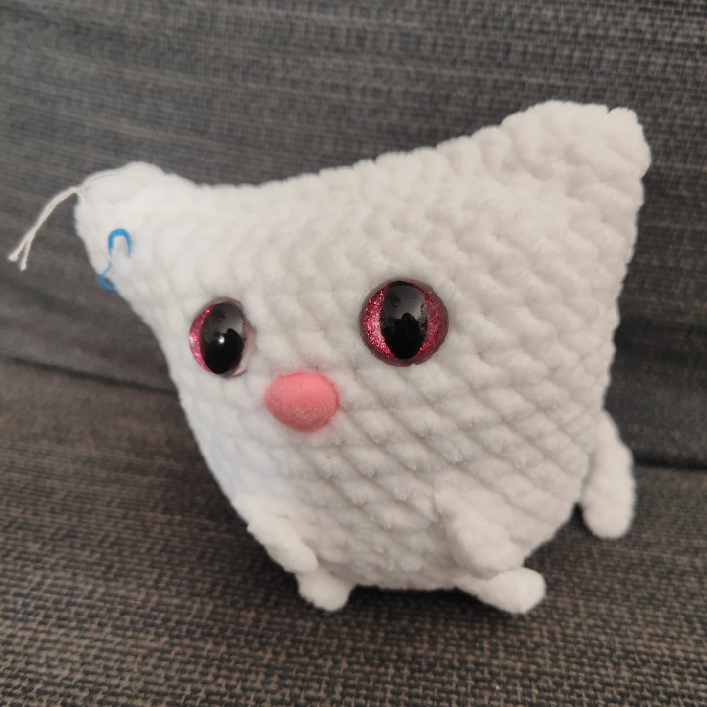 peluche chat boule M blanc