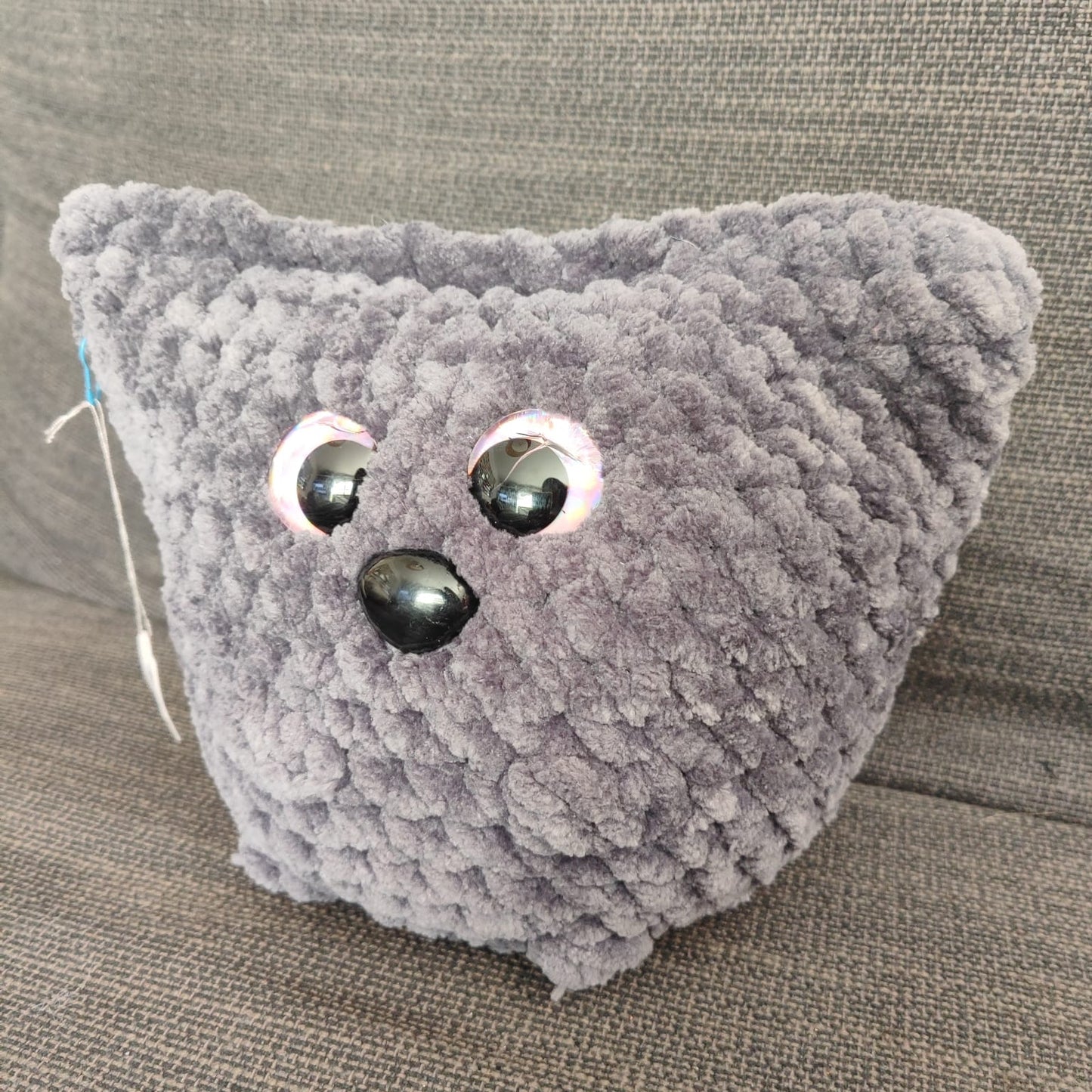 peluche chat boule XL gris