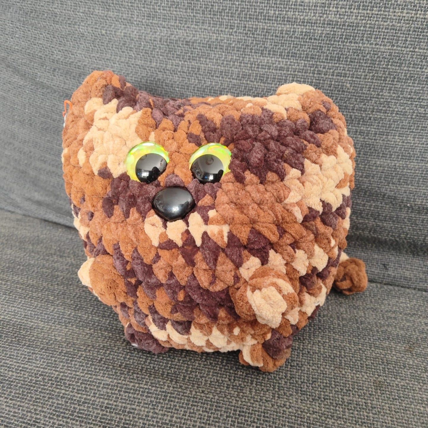 peluche chat boule XL marron