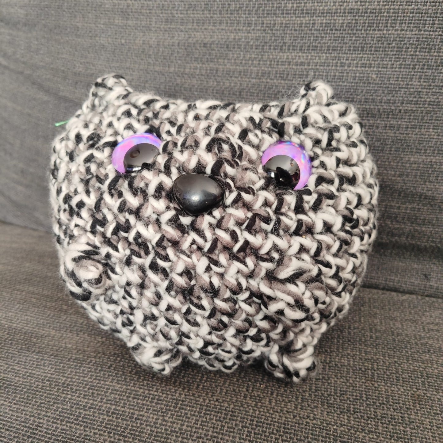 peluche chat boule XL noir blanc