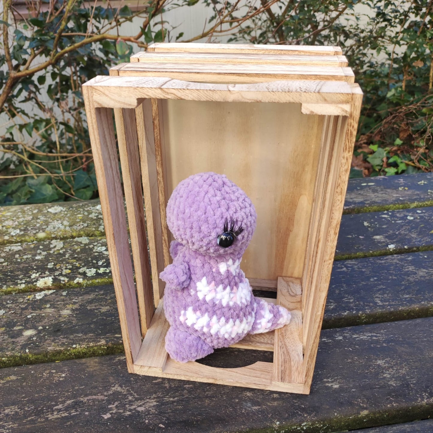 peluche dino L mauve