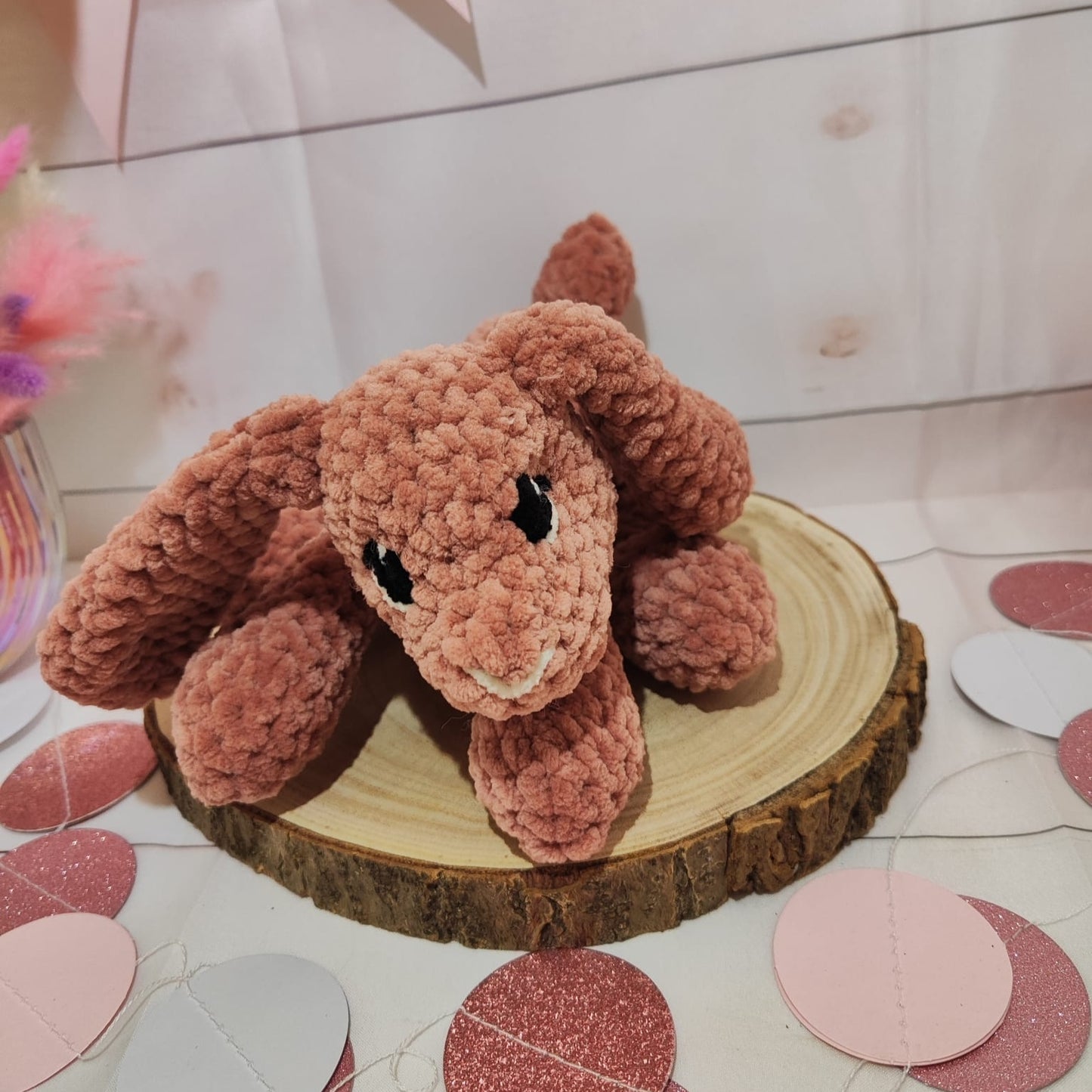 peluche lapin vieux rose