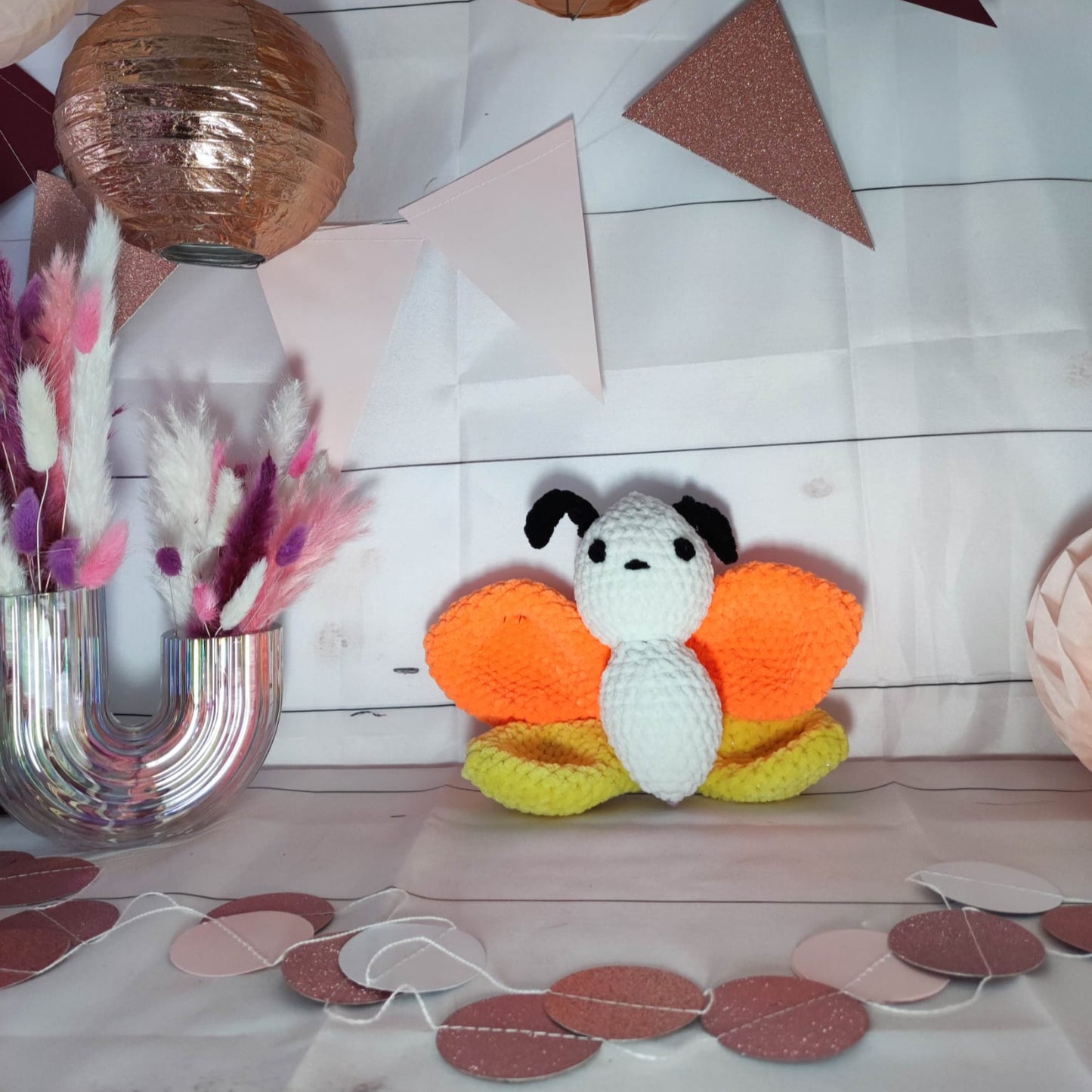 peluche papillon orange