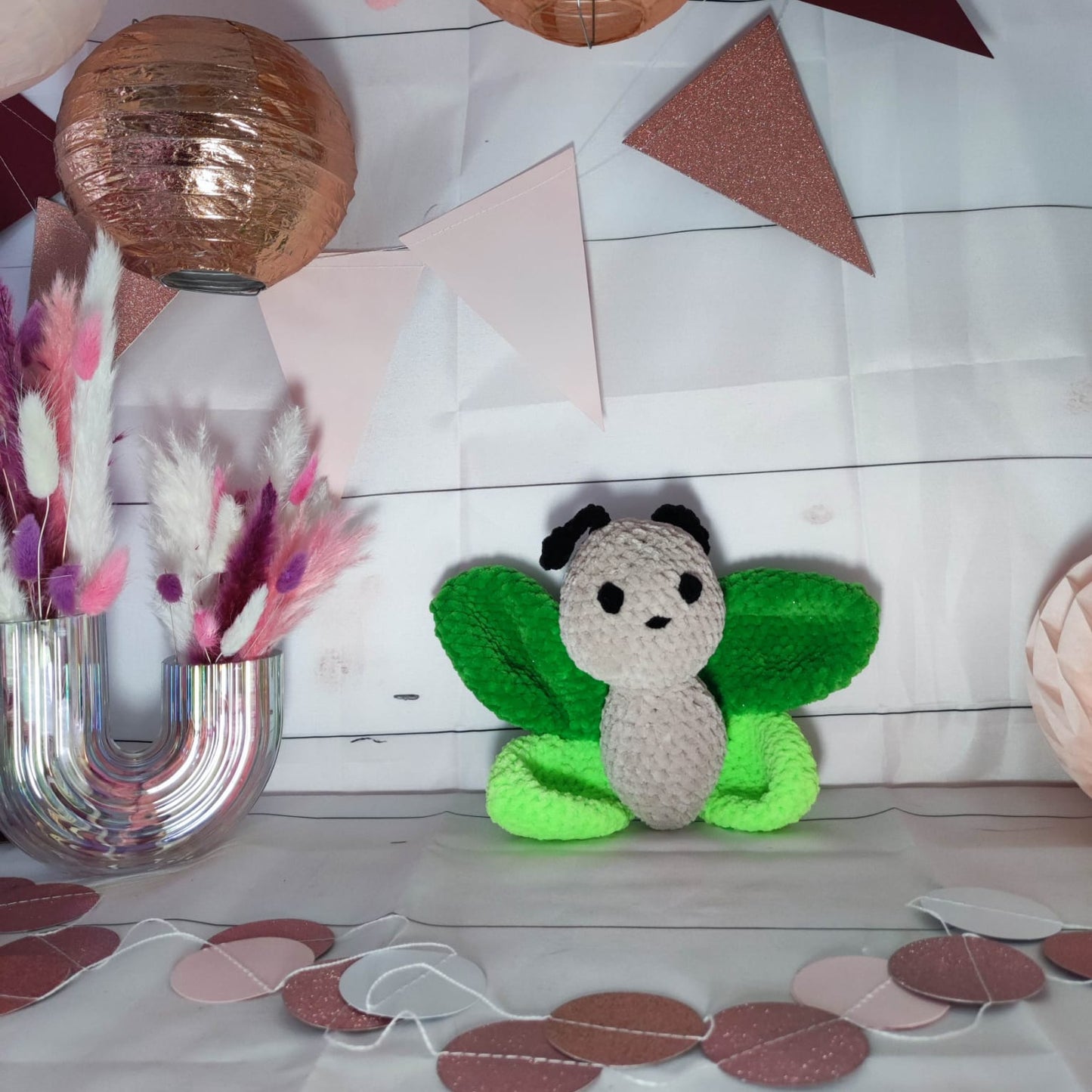 peluche papillon vert