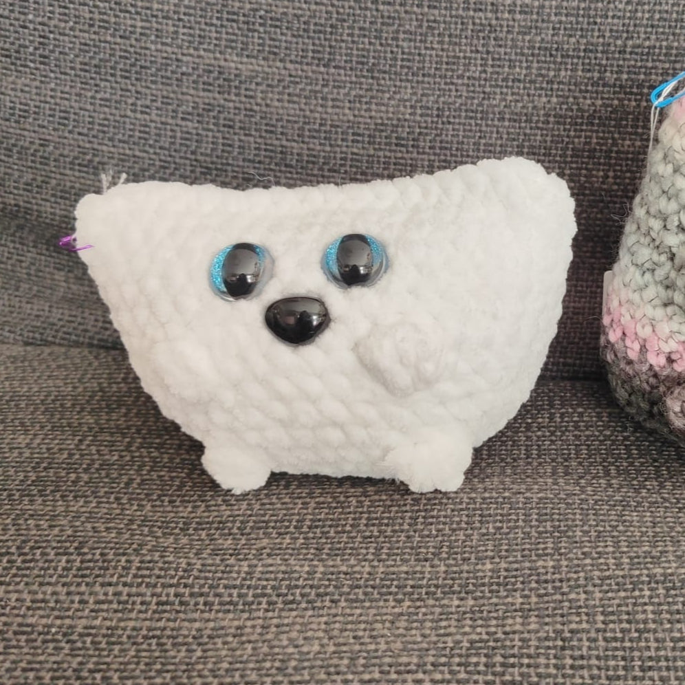 peluche chat boule blanc S