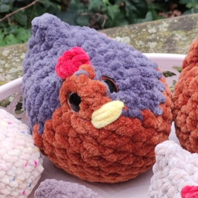 peluche poule XL marron gris