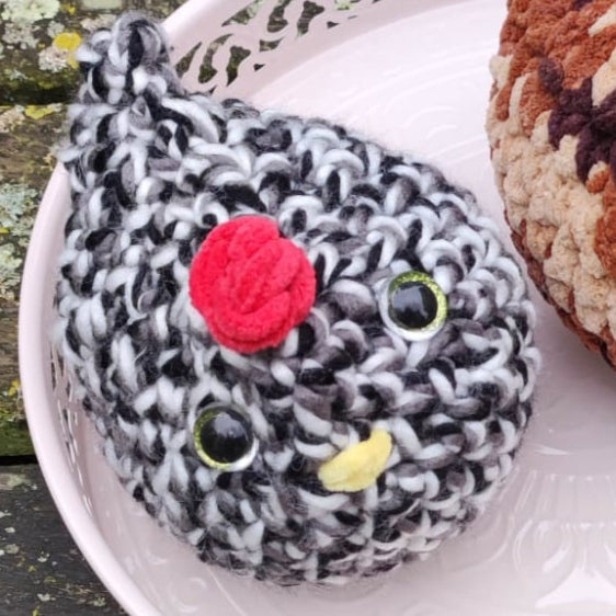 peluche poule L noire blanche