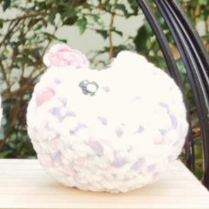 peluche poule S mauve blanc