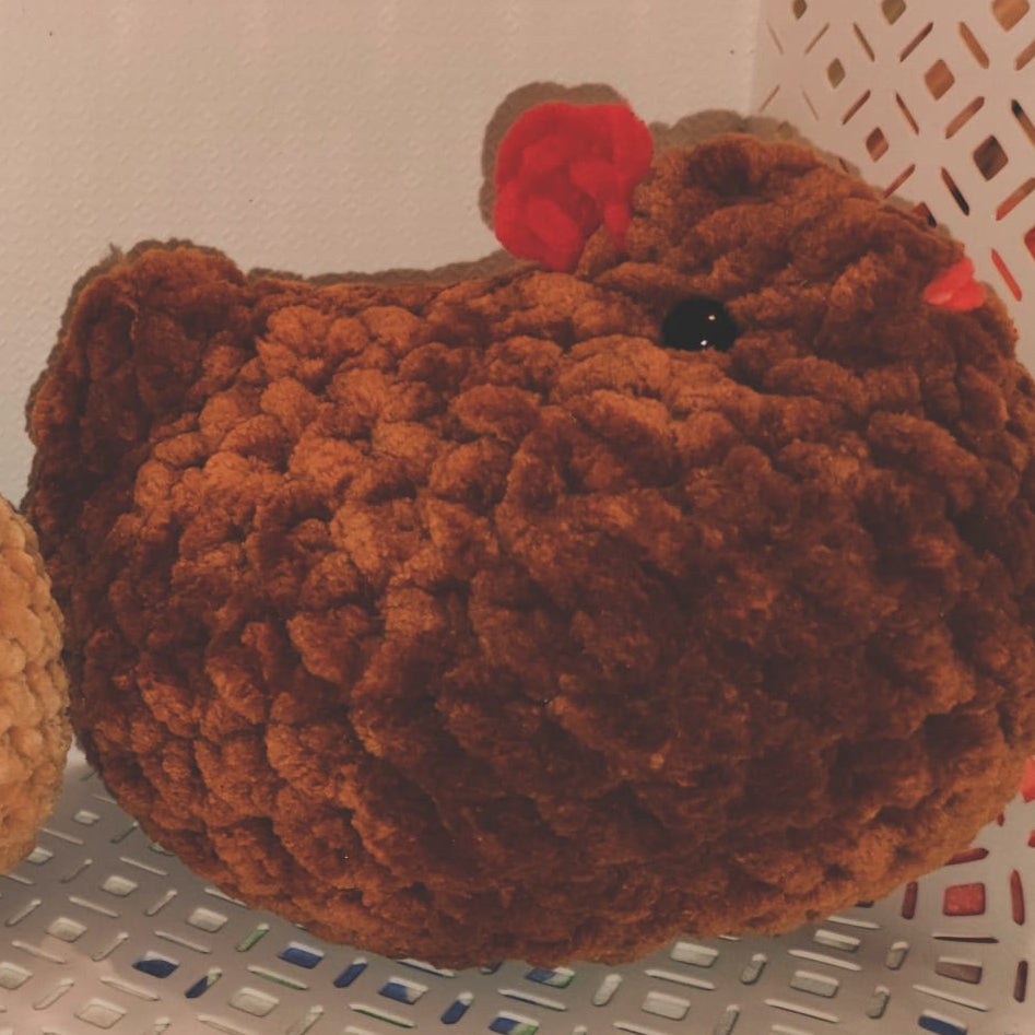 peluche poule XL marron