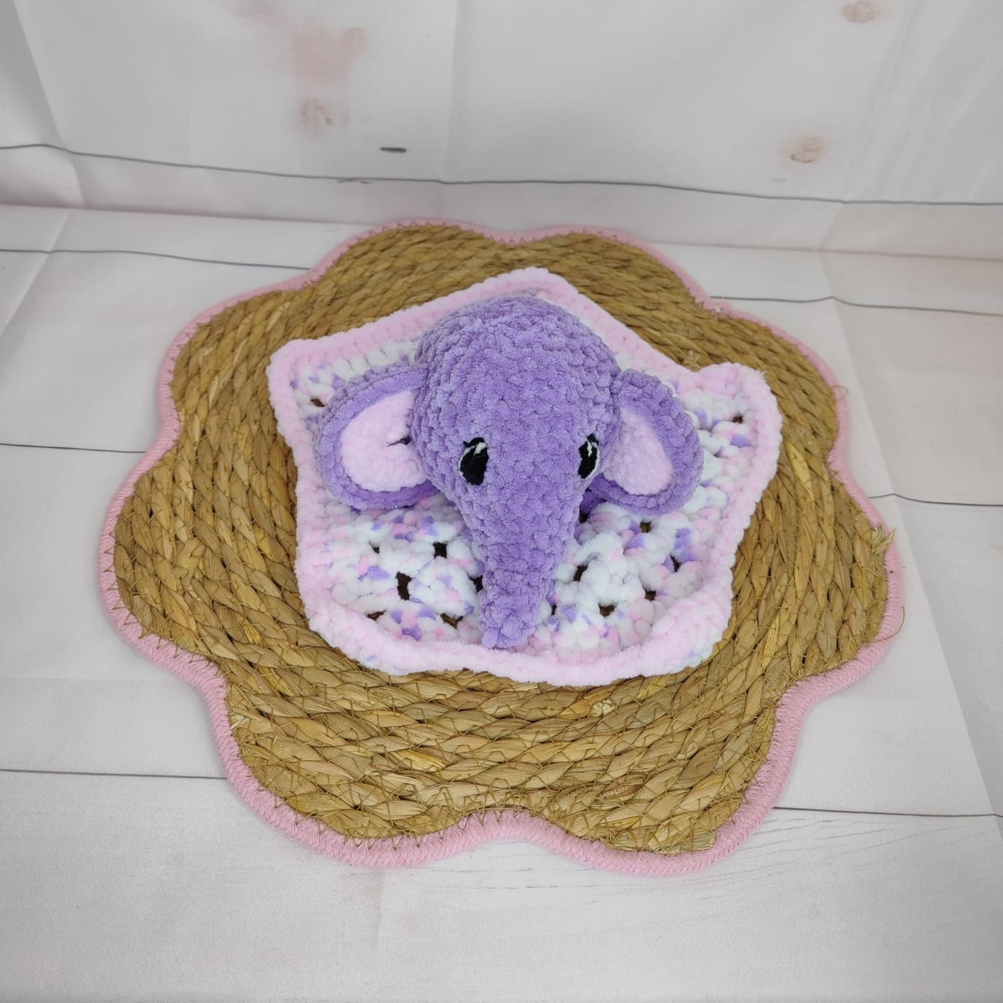 Doudou chiffon éléphant violet