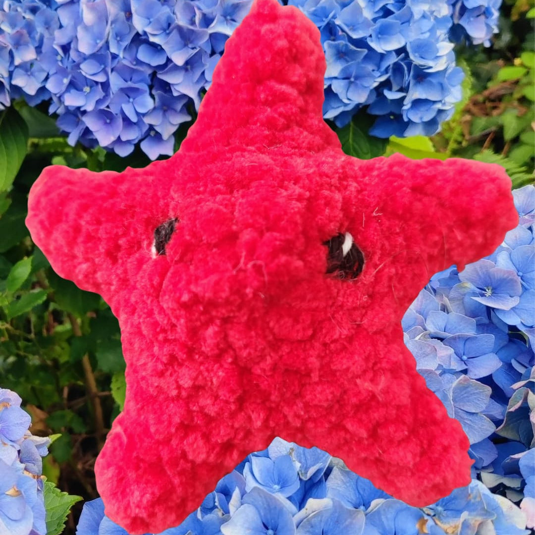 petite peluche étoile de mer rouge