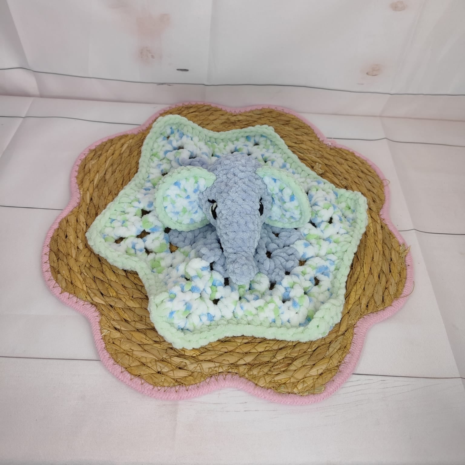 Doudou chiffon éléphant bleu