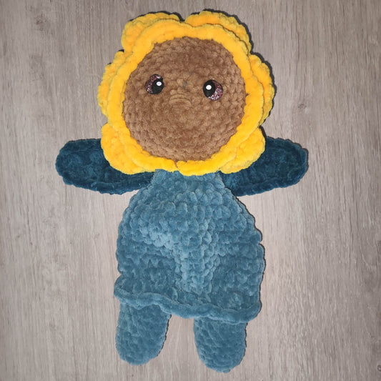 Doudou fleur jaune vert