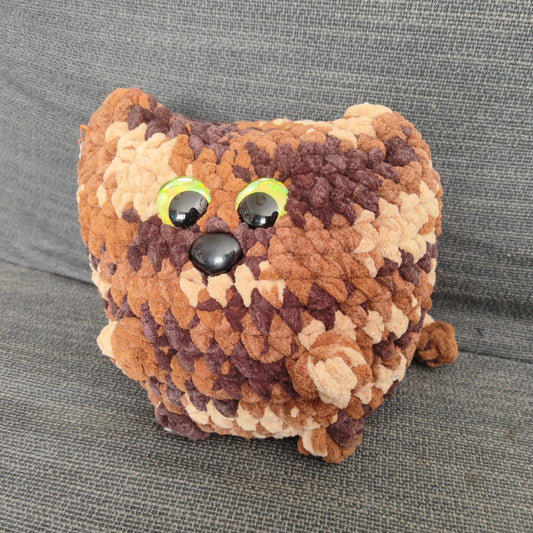 peluche chat boule XL marron