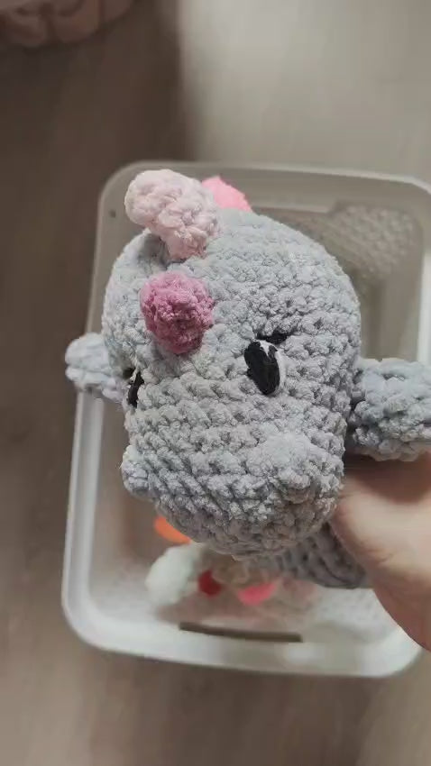 Gros doudou dino gris